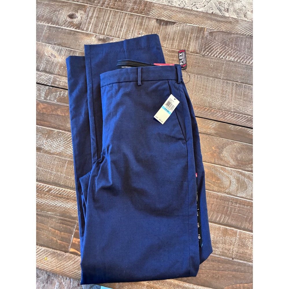 Van Heusen Flex‎ Chino Big & Tall Pants Mens 31x36 Blue Indigo Stretch NEW